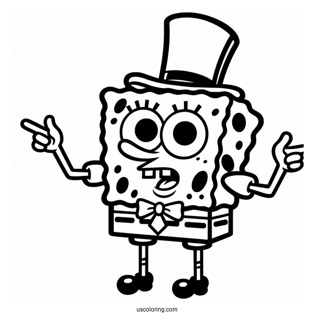 SpongeBob With Pointing Fingers To Color