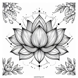 Blossoming Lotus Flower Mandala Coloring Page