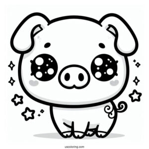 Cute Kawaii Pig Coloring Sheet