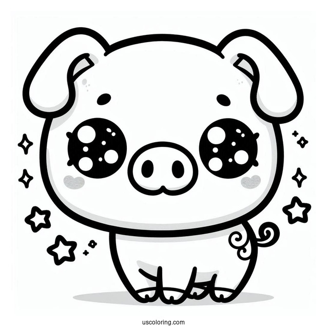 Cute Kawaii Pig Coloring Sheet