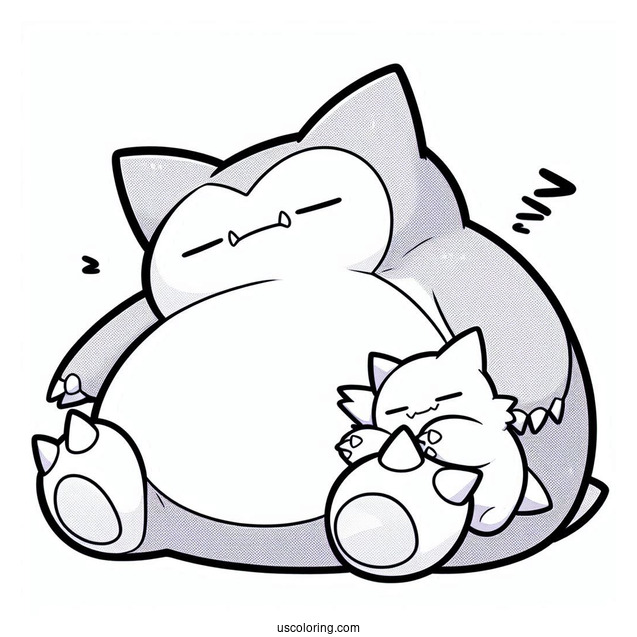 Gengar Sleeping On Top Of Snorlax Coloring Page