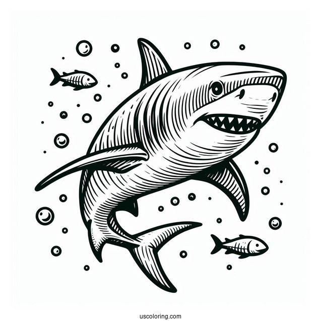 Great Shark Coloring Page Outline For Kids