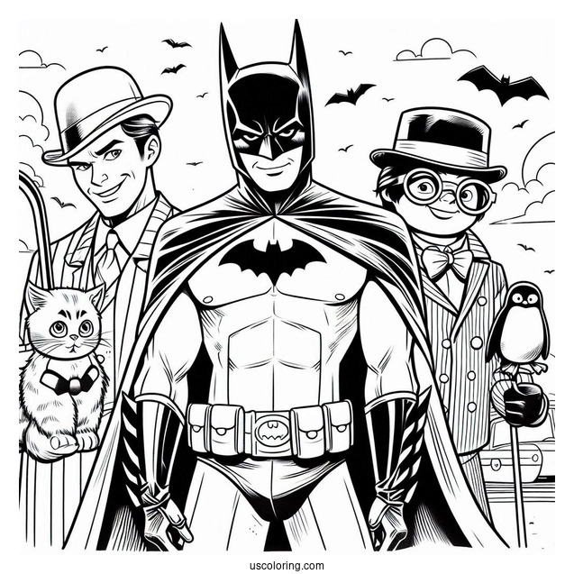 The Batman With Riddler, Penguin, And Catowman