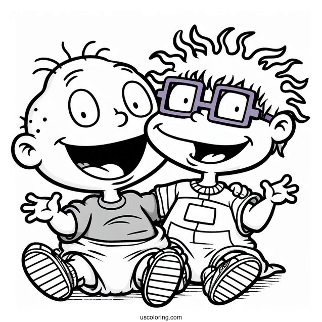 Rugrats Coloring Page Of Tommy And Chuckie Smiling Rugrats