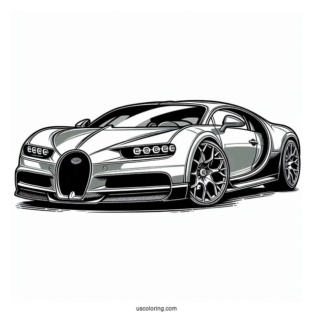 Easy Outline Of Bugatti Coloring Page Chiron For Kids