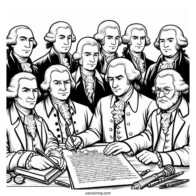 America s Founding Fathers Signing The Constitution Coloring Page For Kids