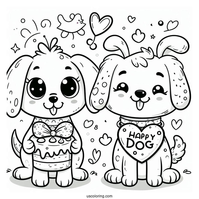 Smiling Critters Coloring Page Of Happy DogDay For Preschoolers