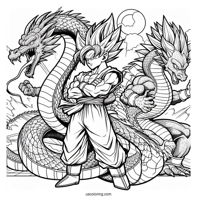 Detailed Coloring Sheet Of Dragon Team