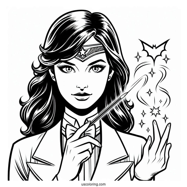 Justice League Coloring Page Of Zatanna Performing Magic