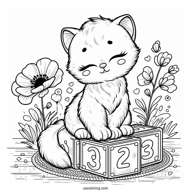 Poppy Playtime Coloring Page Of Cute Catnap Sitting In A Corner With Number Blocks