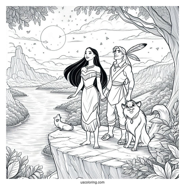 Pocahontas And Meeko On The Cliff