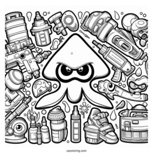 Detailed Splatoon Coloring Page Of Inklings Vs Octolings