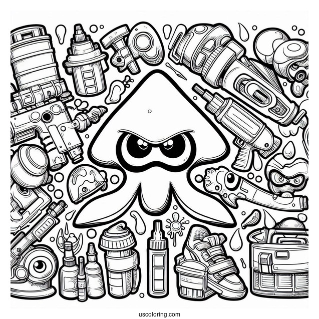 Detailed Splatoon Coloring Page Of Inklings Vs Octolings