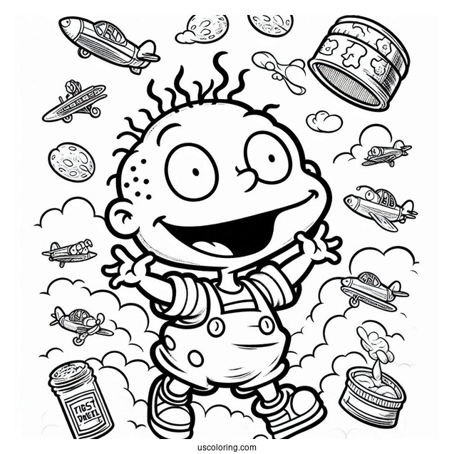 Rugrats Coloring Page Of Tommy Pickles With First In The Air For Preschoolers