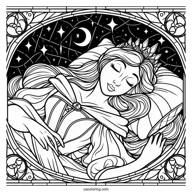 Sleeping Beauty Coloring Page Of Aurora Stained Glass