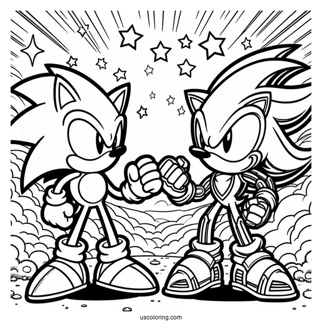 Sonic Vs Metal Sonic Coloring Page