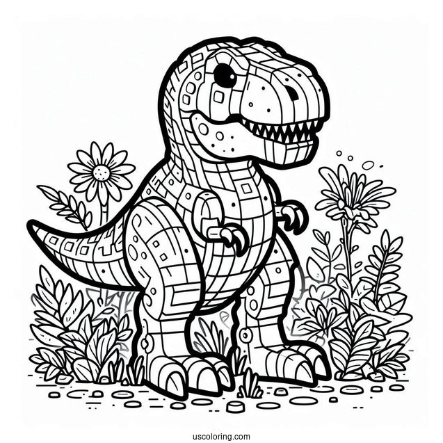 Lego T-Rex Coloring Page For Kids