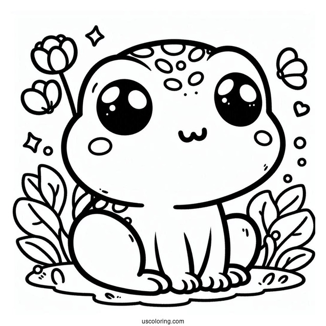 Cute Kawaii Frog Coloring Sheet