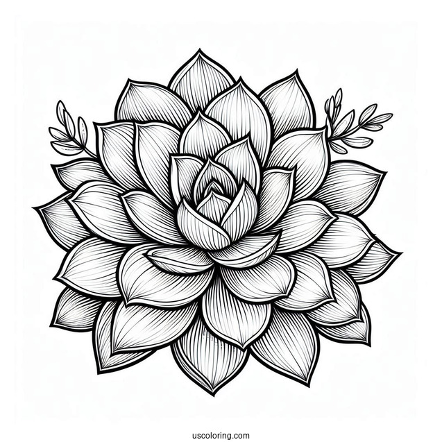 Easy Echeveria Succulent Coloring Page For Kids