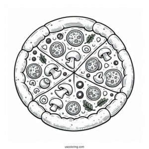 Pizza Slice With Mushrooms, Olives, And Salami