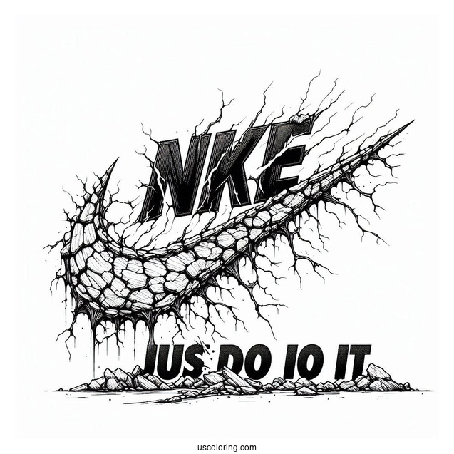 Nike Coloring Page Of Crumbling Just Do It Logo