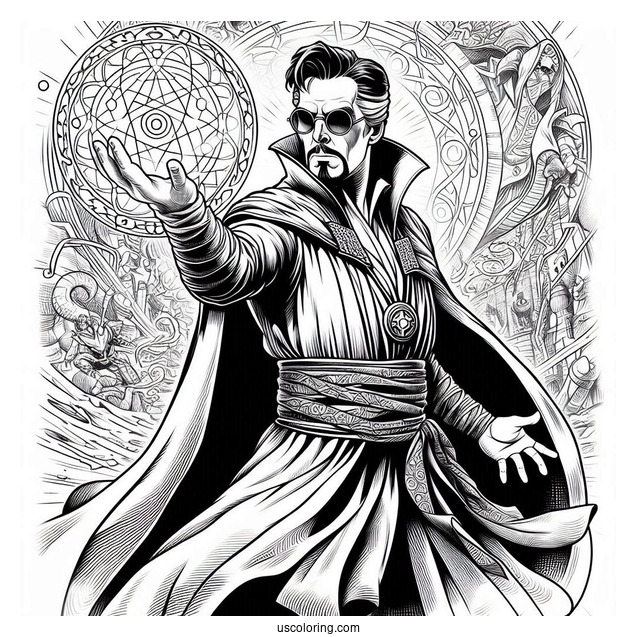 Dr. Strange Casting A Spell Coloring Sheet