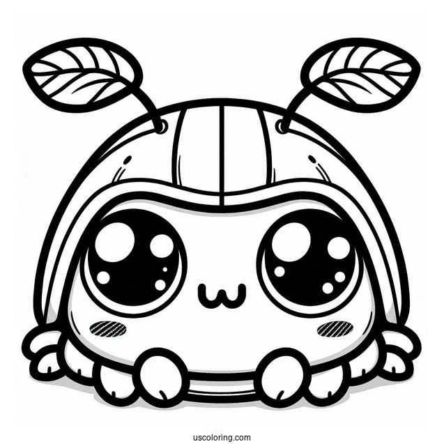 Kawaii Beetle Coloring Page With Large Eyes For Preschoolers