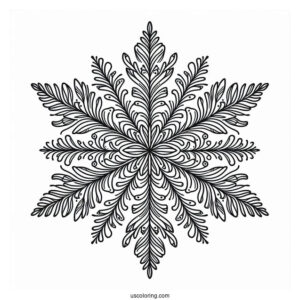 Simple Fernlike Snowflake Coloring Page