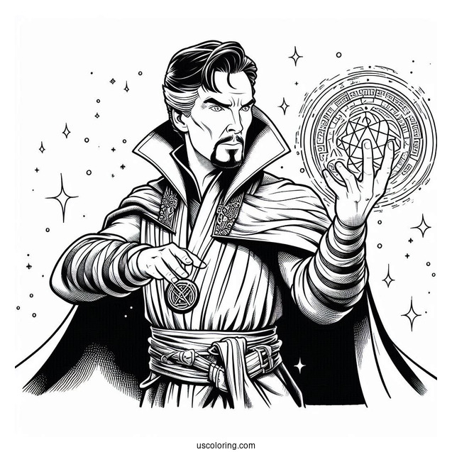 Dr. Strange Casting A Spell Coloring Sheet