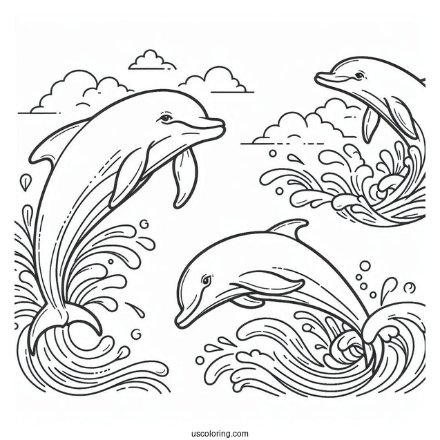 Simple Outline Of Dolphin For Kids