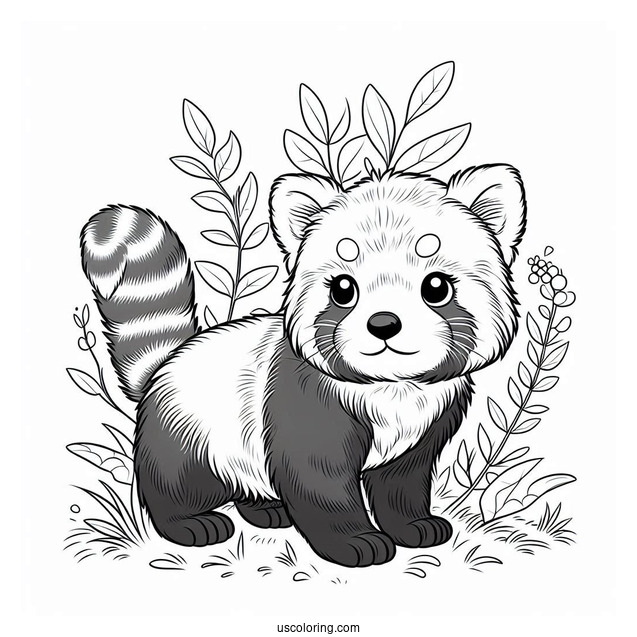 Cute Baby Red Panda In Grass