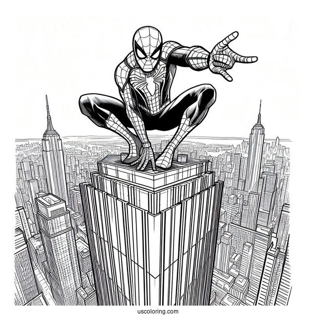 Spider-Man Scaling Skyscraper Coloring Page
