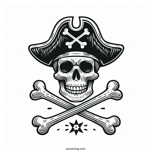Pirate Skull And Bones Emblem Coloring Sheet