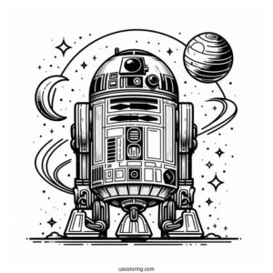 R2D2 Star Wars Robot Coloring Page