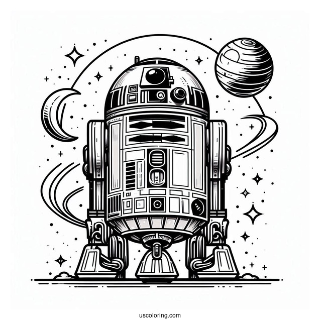 R2D2 Star Wars Robot Coloring Page