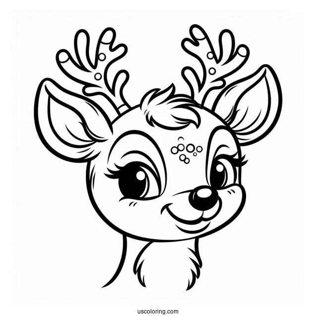 Simple Rudolph Coloring Page Face Template