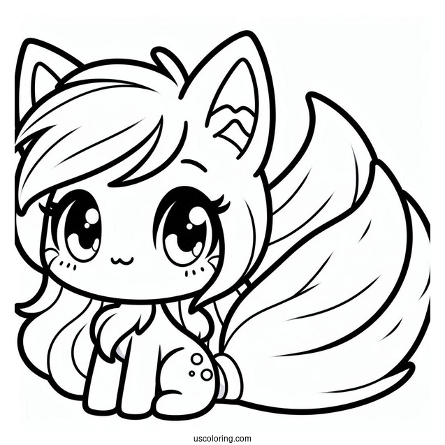 Kawaii Cartoon Tails Coloring Page For Kids