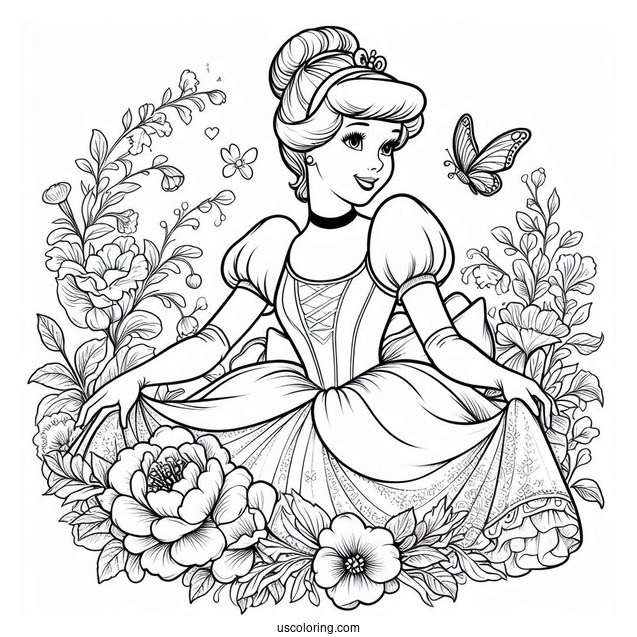 Beautiful Coloring Page Of Cinderella For Kids