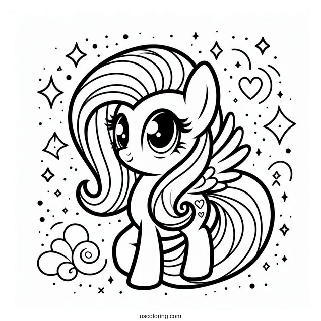 Easy Fluttershy Pony With Hearts and Stars