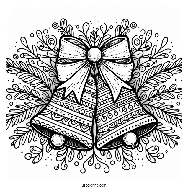 Christmas Coloring Pages For Adults Of Christmas Bells With Bow Zentangle Coloring Page For Adults