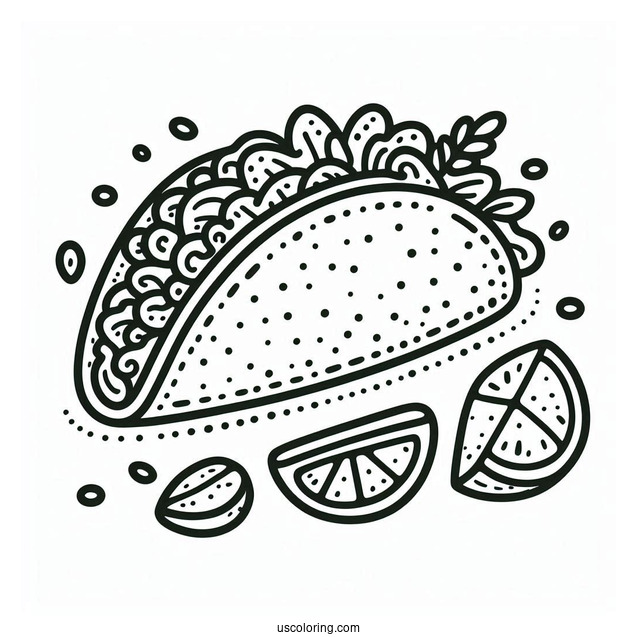 Easy Taco Coloring Page Outline For Preschoolers