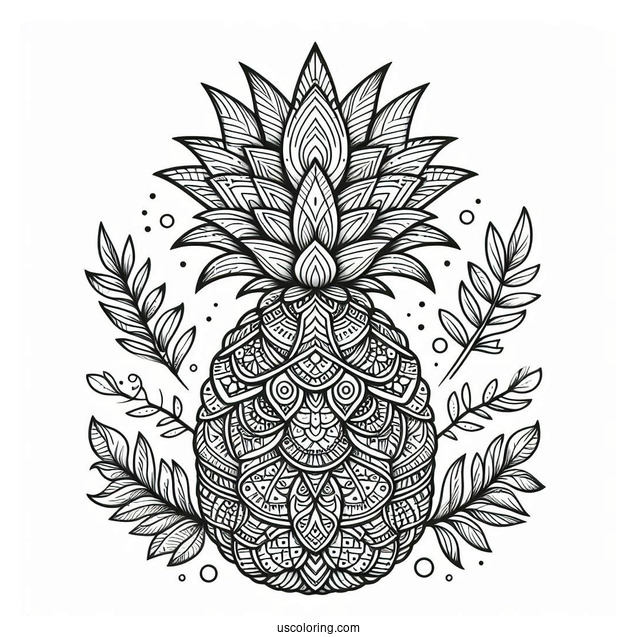 Elegant Pineapple Coloring Page Mandala Design For Adults