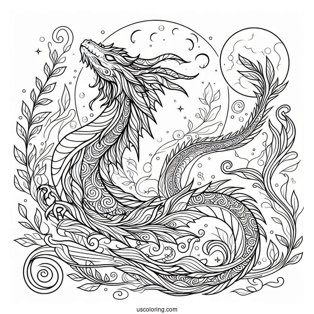 Adorable Water Dragon To Color