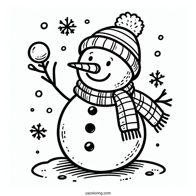 Jolly Looking Snowman To Color