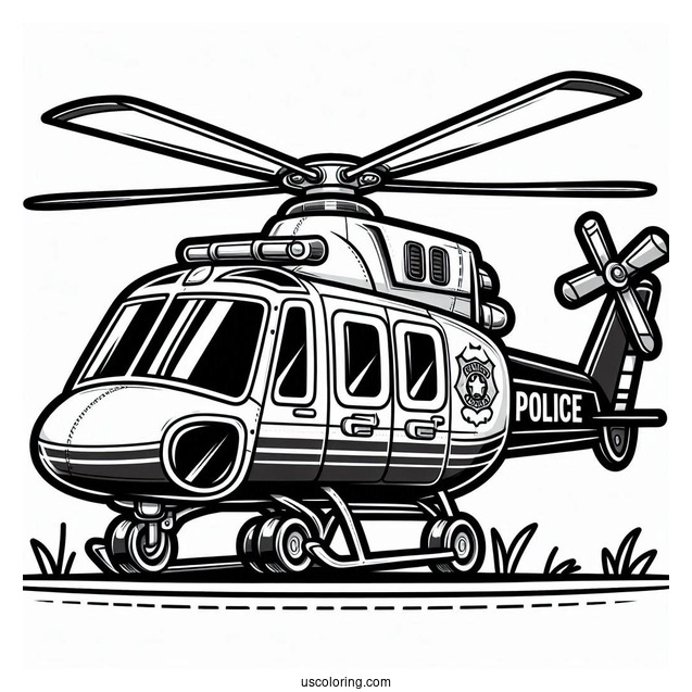 Police Helicopter Coloring Page For Kids