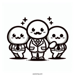 General Guy Leading Two Shy Guy Coloring Page