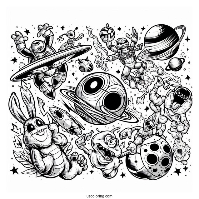 Space Jam Monstars Bang Coloring Page For Kids
