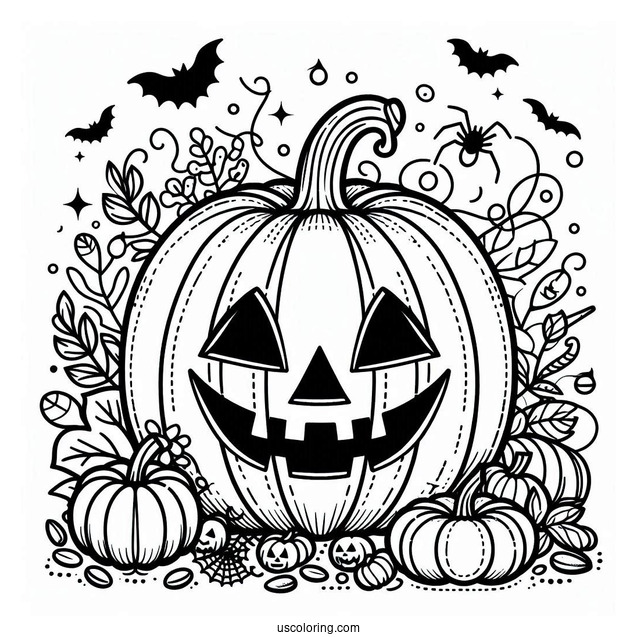 Simple Jack O Lantern Pumpkin Coloring Page Template To Color