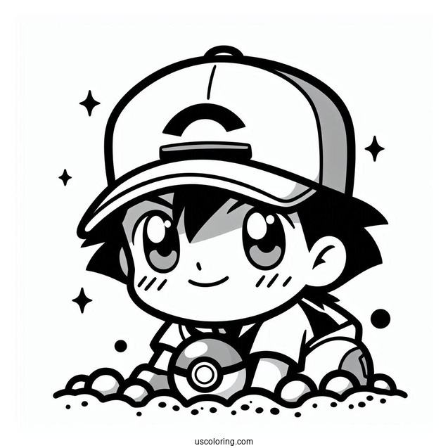 Coloring Page Of Ash From Pokemon