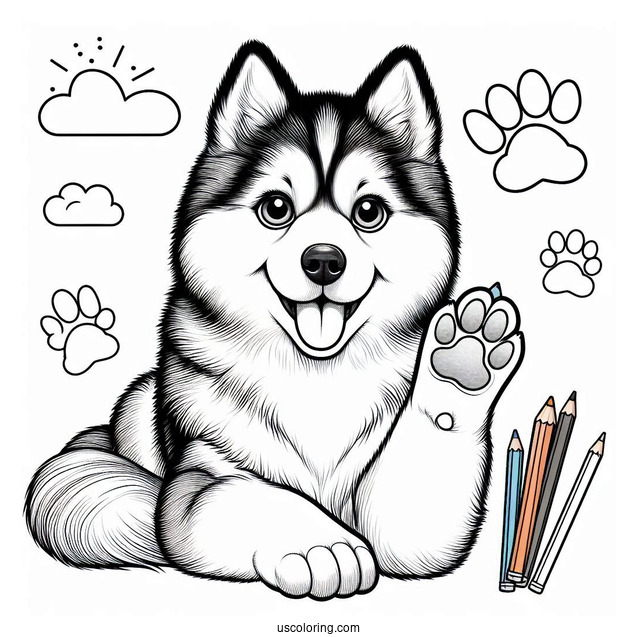 Husky With Paw Up